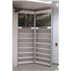 Image 1 : 2 Sections of Metal Wall-Mount Shelving (Each Section 37"W x 16"D x 10ft Tall), Top has cabinet door