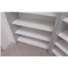 Image 8 : 2 Sections of Metal Wall-Mount Shelving (Each Section 37"W x 16"D x 10ft Tall), Top has cabinet door