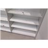 Image 7 : 4 Sections of Metal Wall-Mount Shelving (Each Section 36"W x 16"D x 10ft Tall), Top has cabinet door