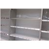 Image 9 : 4 Sections of Metal Wall-Mount Shelving (Each Section 36"W x 16"D x 10ft Tall), Top has cabinet door