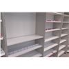 Image 9 : 4 Sections of Metal Wall-Mount Shelving (Each Section 36"W x 16"D x 10ft Tall), Top has cabinet door