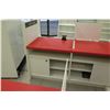 Image 13 : Reception/Cashier Station with Red Countertops, Cabinets, 3-Section Shelving Unit