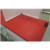 Image 17 : Reception/Cashier Station with Red Countertops, Cabinets, 3-Section Shelving Unit
