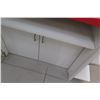 Image 19 : Reception/Cashier Station with Red Countertops, Cabinets, 3-Section Shelving Unit