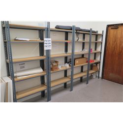 4 Freestanding Metal-Frame Industrial Shelving Units (contents of shelves not included)