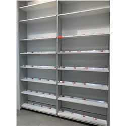 2 Sections of Metal Wall-Mount Shelving (Each Section 37"W x 16"D x 10ft Tall)