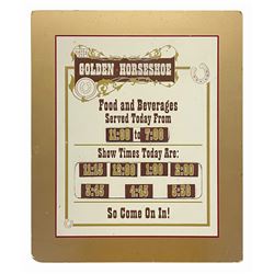 The Golden Horseshoe Show Times Sign.