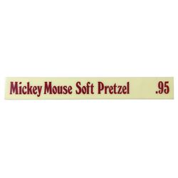 Mickey Mouse Soft Pretzel Menu Sign.