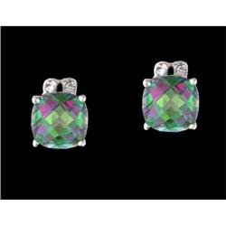 14KW Gold 5.84ct Mystic Topaz/Diamond Earrings