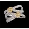 Image 1 : 14KWY Gold Diamond Multi Band Flower Ring
