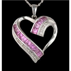 10KW Gold Pink Topaz/Diamond Silhoutte Heart Ne