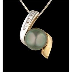 14KTT Diamond and Tahitian Swirl Necklace