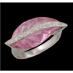 14KW Gold 4.00ct Pink Quartz Diamond Ring