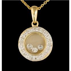 14KY Gold Floating Diamond Circle Pendant