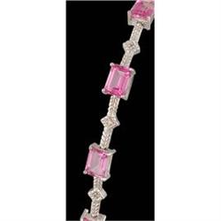 10KW Gold Pretty 9.00ct. Pink Topaz, Diamond Br