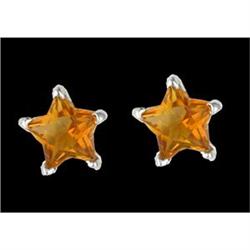 14KW Gold Citrine Star Stud Earrings