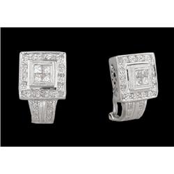 14KW Deco-Style .45ct. Diamond Huggy Earrings