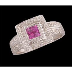 14KW Gold Pink Sapphire/Diamond Ring