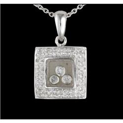 14KW Gold Floating Diamond Square-Shaped Pendan