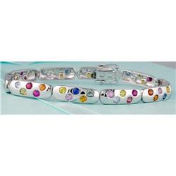 14KW Gold 5.00ct Genuine Multi Sapphire Bracele
