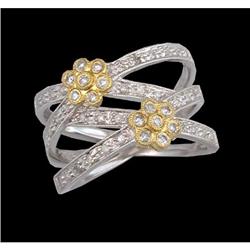 14KWY Gold Diamond Multi Band Flower Ring