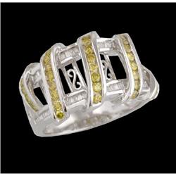 14KW Gold Yellow Canary Diamond/Baguette Ring