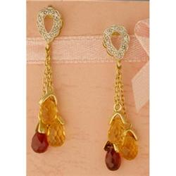 10KY Gold Dangling Multi-Color Stone / Diamond 