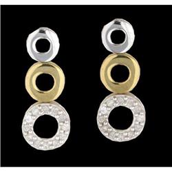 10K Gold Triple Circle Drop Diamond Earrings