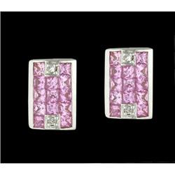 10KW Gold .75ct. Pink Sapphire / Diamond Earrin