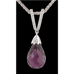 14KW Pear Shape Amethyst Diamond Pendant