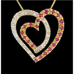 10KY Gold Ruby and Diamond Silhout Heart Neckla