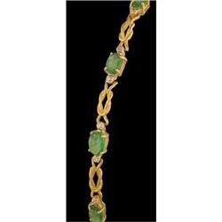 10KY Gold 6.40ct.Emerald Diamond Tennis Bracele