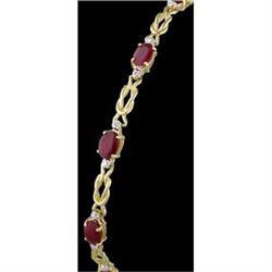 10KY Gold 6.40ct. Ruby Diamonds Tennis Bracelet