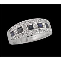 10KW Gold Exquisite Sappire Diamond Wedding Ban