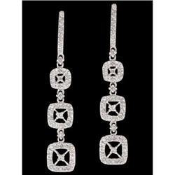 10KW Gold .50ct. Triple Square Diamond Earrings