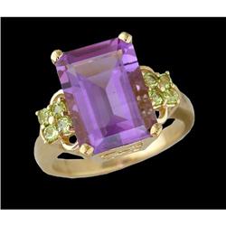 10KY Gold 6.00ct. Amethyst, Peridot Gemstone Ri