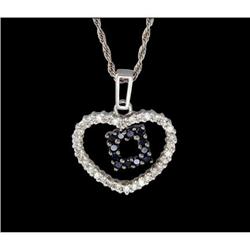 18KW Gold Black /White Diamond Open Heart Penda