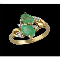 14KY Gold 1.03ct Emerald and Diamond Ring