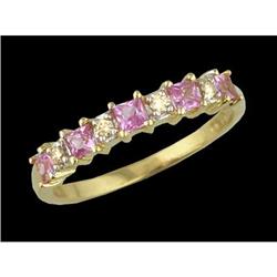 10KY Gold Pink Sapphire and Diamond Ring