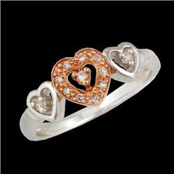 10K Gold Triple Heart Diamond Ring