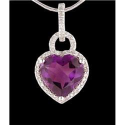 14KW Gold Amethyst/Diamond Pendant