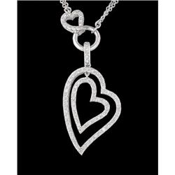 14KW Gold 1.00ct Diamond Triple Heart Drop Pend