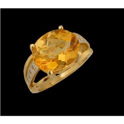 14KY Gold 7.16 ct Citrine And Diamond Ring