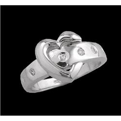 14K White Gold Diamond Heart Ring