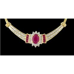 10KY Gold Elegant 1.30ct. Ruby and Diamond Neck
