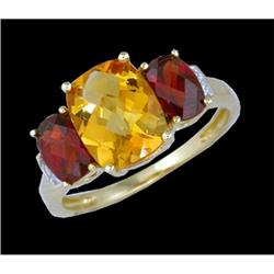 14KY Gold 2.00ct. Citrine,Garnet Diamond Ring