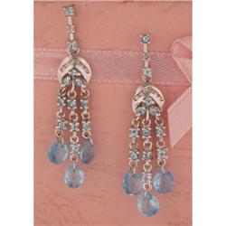 10K GoldDangling Blue topaz /Diamond Chandelier