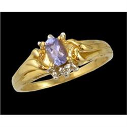 10KY Gold Dainty .40ct. Tanzanite Diamond Ring