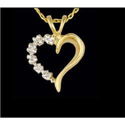 10K Gold Lovely Silhouette Heart Diamond Pendan
