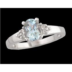 10KW Gold Dainty Aquamarine Gemstone/Diamond Ri